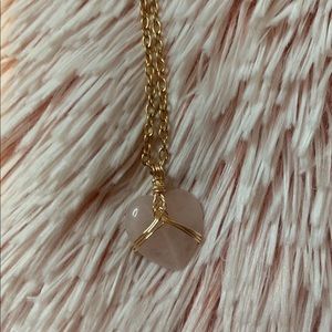 Rose Quartz gold chain necklace